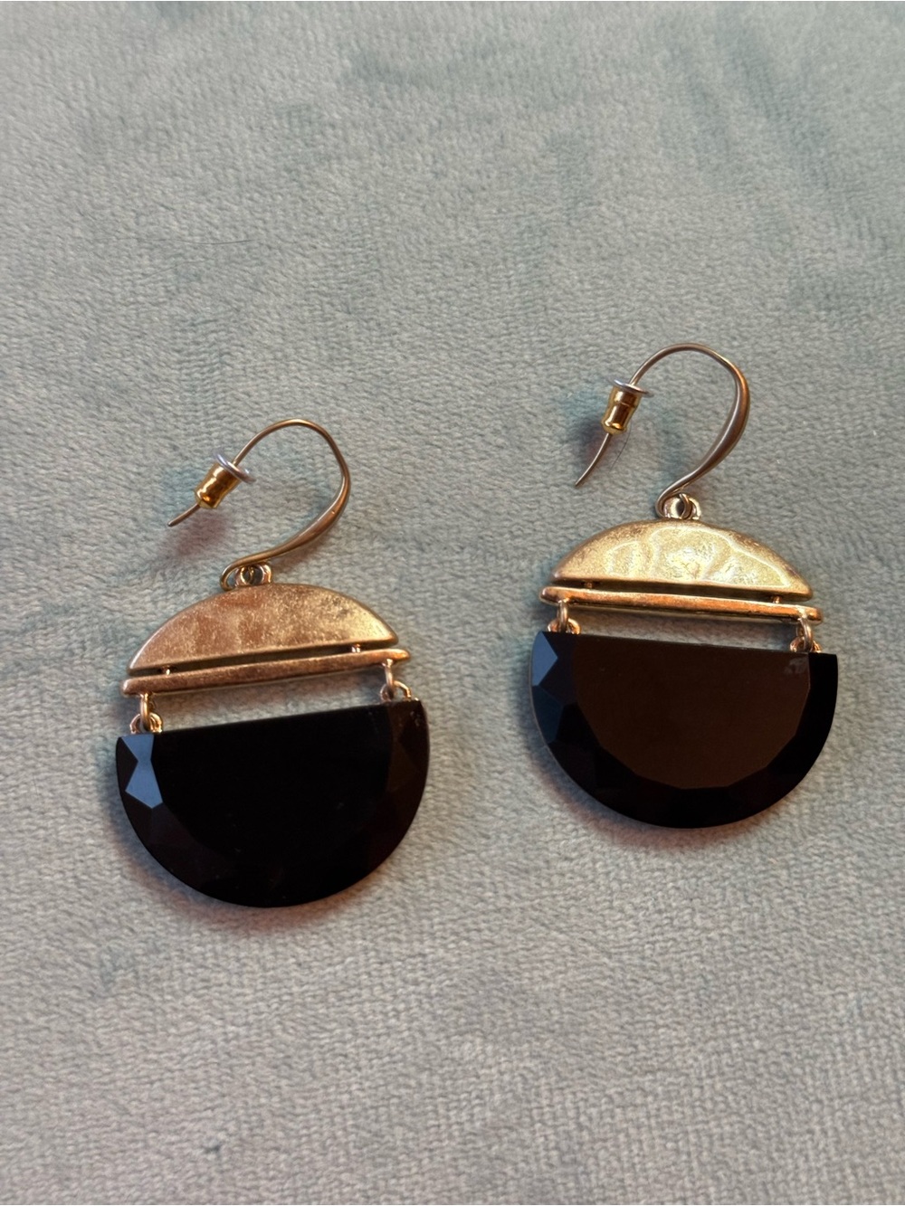 Robert Lee Morris Vintage Gold-Tone Earrings with Black Faceted Drops
